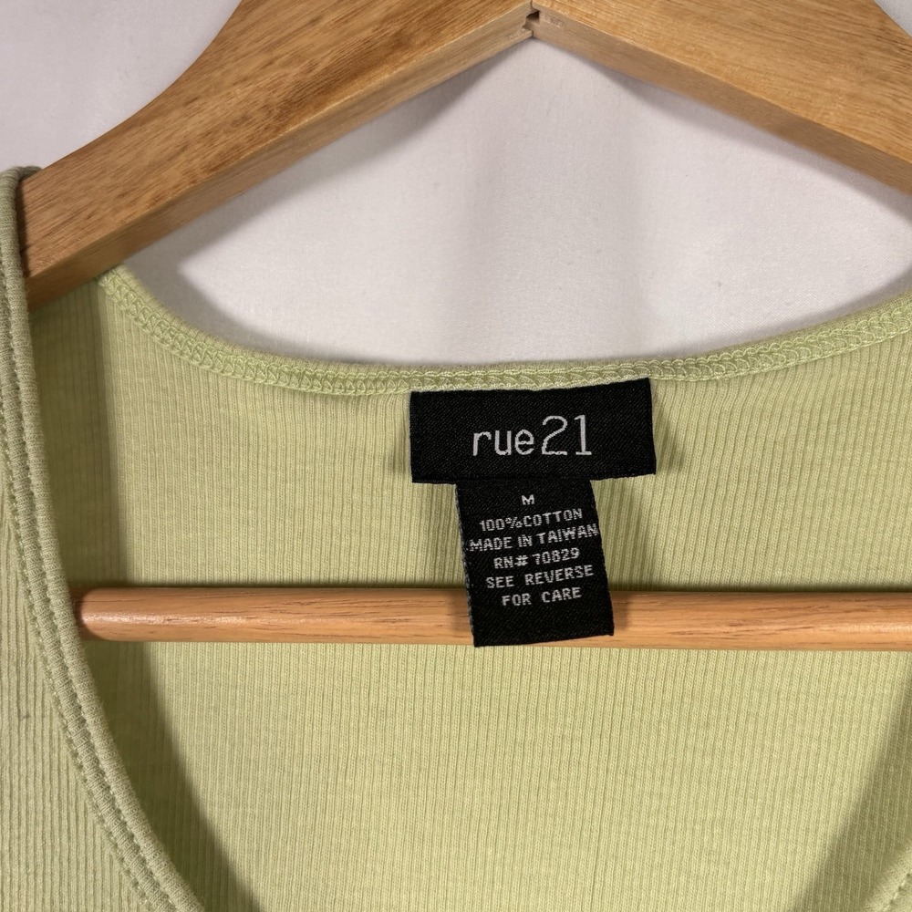 Rue21 Y2K Lace Trim Tank Top Womens Medium Fairy Festival Sheer Boho Green - Picture 5 of 6
